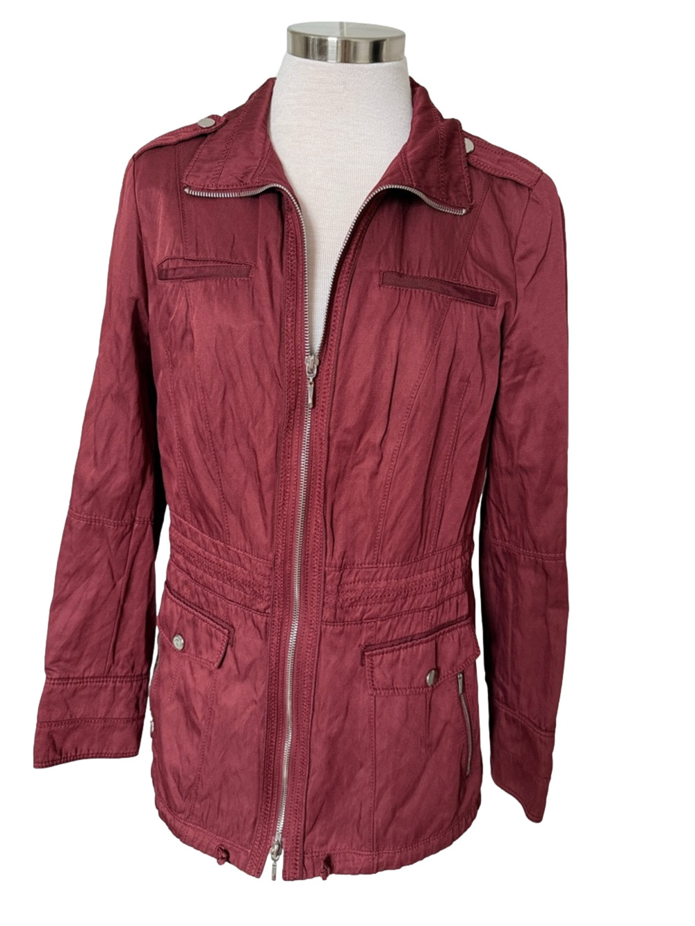 White House Black Market burgundy jacket Sz 8.